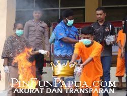Ditresnarkoba Polda Papua Barat Memusnahkan 963,626 Gram Ganja