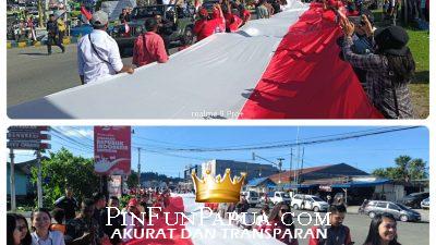 Bendera Merah Putih Sepanjang 13.270 Meter Dibentangkan di Papua Barat