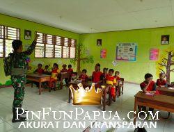 Satgas Pamtas RI-PNG Pos Naikere Bantu SDN Yabore di Teluk Wondama