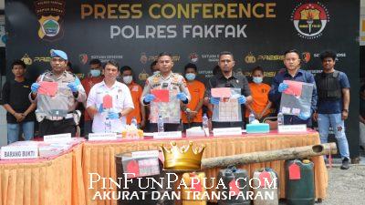 Polres Fakfak Ungkap Empat Kasus Selama Operasi Pekat II Mansinam 2025, Delapan Tersangka Diamankan