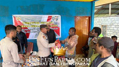 Polres Pegunungan Arfak Salurkan Bantuan Sembako bagi Korban Longsor di Distrik Minyambouw