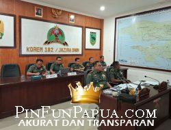 Danrem 182/JO Pimpin Rapat Virtual Bahas Kesiapsiagaan Bencana Bersama Enam Dandim di Papua Barat