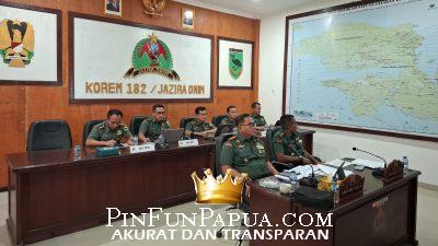 Danrem 182/JO Pimpin Rapat Virtual Bahas Kesiapsiagaan Bencana Bersama Enam Dandim di Papua Barat
